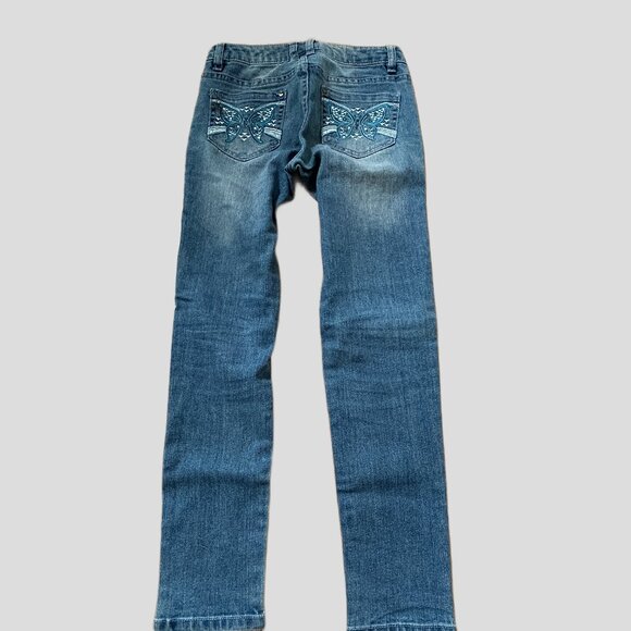 GIRLS ROUTE 66 SKINNY EMBROIDERED BUTTERFLY JEANS KIDS SIZE 10 - Picture 12 of 12